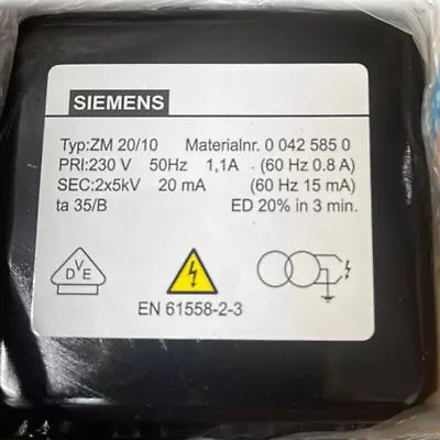 Buy Siemens ZM20/10 Ignition Transformer New One Expedited Shipping ZM 20/10 # • 270.36$