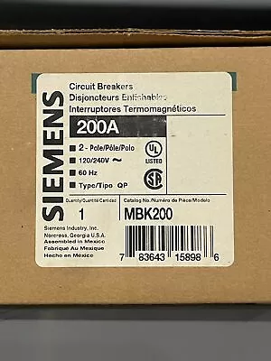 Buy New Siemens Mbk200 / Eq9685 Circuit Breaker • 413$
