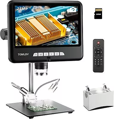Buy TOMLOV DM402 Pro 2K Digital Soldering Microscope 1200x 10  Stand Full Coin View • 148.72$