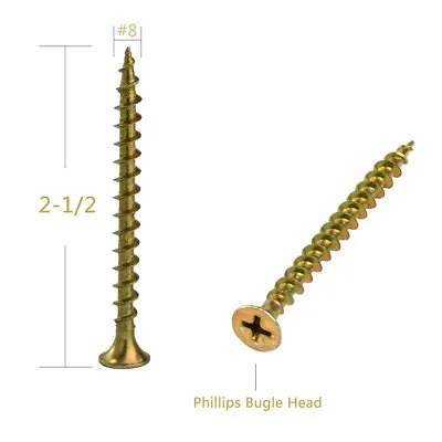 Buy Wood Inerior Construction Screws #8 Phillips Yellow Zinc Drywall Chipboard Screw • 11.99$