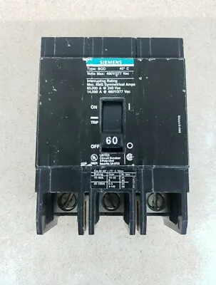 Buy 1-Siemens  BQD360 Molded Case Circuit Breaker - 60A, 3-Phases, 480V • 170.99$