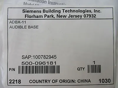 Buy (new) Siemens Adbx-11 - Audible Base For Fp-11 • 57.96$