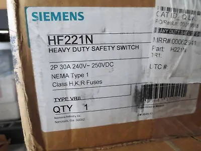 Buy Siemens HF221N 30 Amp 2 Pole 240V Indoor Fusible Disconnect Switch • 90$