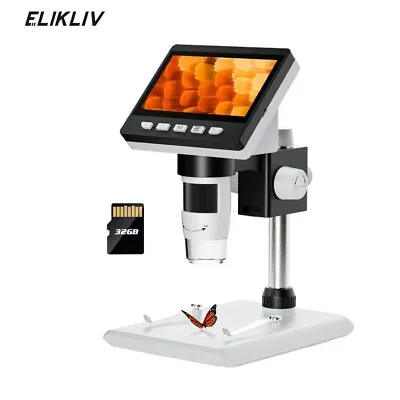 Buy Elikliv Digital Coin Microscope 1000X 4.3'' Screen 1080P HD Camera 32GB Card USB • 56.46$