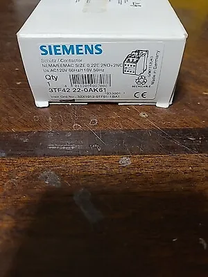 Buy Siemens 3TF42 22-0AK6 Ac Contactor 120v-ac 30a Amp 10hp • 48$