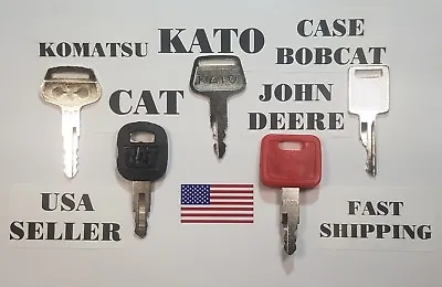Buy (5) Equipment Keys, Cat, Caterpillar, John Deere, Kato, Komatsu, Bobcat / Case,, • 12.88$