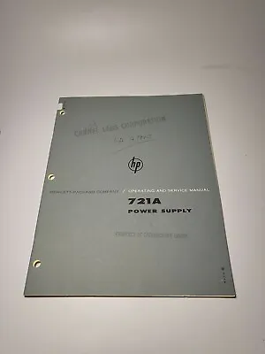 Buy HP Model 721A ~ Power Supply Operating & Service Manual • 19.91$