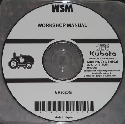 Buy Kubota Gr2020g Riding Tractor Mower Service Repair Workshop Manual Cd/dvd • 29.99$