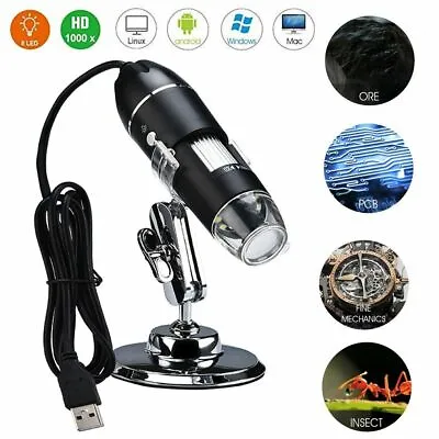 Buy 1000X USB Digital Microscope Biological Endoscope Magnifier Camera With Stand • 14.93$
