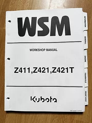 Buy Kubota Z411 Z421 Z421T Mower Factory Workshop Repair Manual OEM • 30$