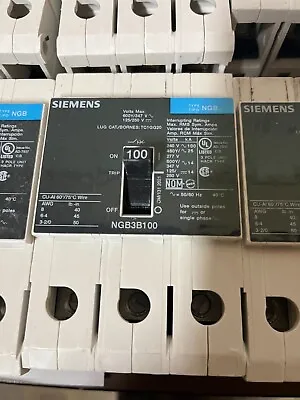 Buy Siemens NGB3B100B 100 Amp 3 Pole 25kA@ 480 Volt Bolt On Circuit Breaker • 265.50$