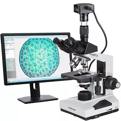 Buy AmScope 40X-2000X Trinocular Microscope +18MP Camera +Plan Achromatic Objectives • 839.99$
