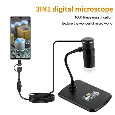 Buy 1000X 3 In 1 Microscope Digital Magnifier For PCB Electronic Coin Inspect FS • 30.23$