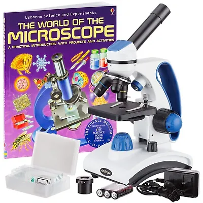 Buy AmScope 40X-1000X Dual Light Glass Lens Student Microscope W/slides + Guide Book • 123.99$