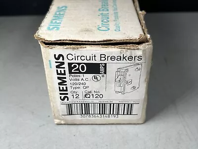 Buy Siemens Q120 1-Pole 20-Amp 120/240V Plug-In Circuit Breaker 1 Box Of 12 Breakers • 64.99$