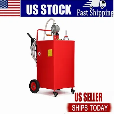 Buy 30 Gallon Fuel Storage Tank Portable Gas Caddy Gasoline Diesel With 4 Wheels Red • 196.79$