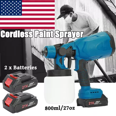 Buy 21V Cordless Paint Sprayer With 3 Spray Patterns For Wall Fence Metal Floor DIY • 41.99$
