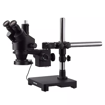 Buy AmScope 7X-45X Trinocular Stereo Zoom Microscope Boom + 144-LED • 504.99$