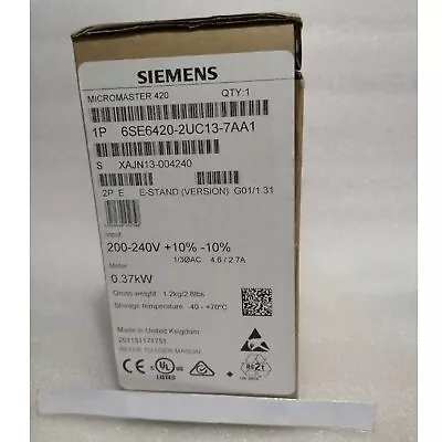Buy New Siemens 6SE6420-2UC13-7AA1 MICROMASTER420 Without Filter 6SE6 420-2UC13-7AA1 • 346.55$