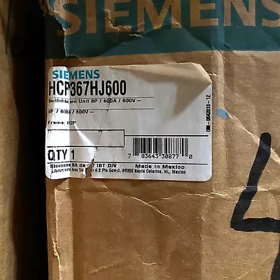 Buy Siemens Hcp367hj600 Switchboard Unit 3pole 600a 600v New In Box Ready To Ship • 12,000$