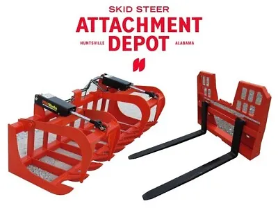 Buy 72  Root Grapple Bucket And 48 Long Walk Through Pallet Forks Combo Quick Attach • 2,149.99$