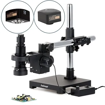 Buy Amscope 0.7X-5X Zoom Inspection LED Microscope +Single Arm Boom+4 Camera Options • 978.99$
