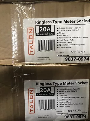 Buy Talon / Siemens 9837-0974 TECO Approved Meter Socket • 2,000$