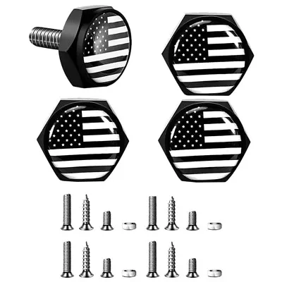 Buy  4 Sets Stainless Steel License Plate Screws And Bolts Americans Flags • 10.63$
