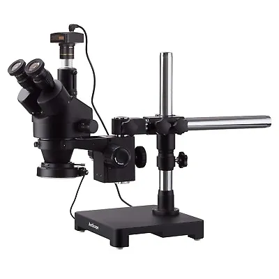 Buy AmScope 7X-135X Trinocular Stereo Zoom Microscope Boom + 144-LED + 10MP Camera • 977.99$