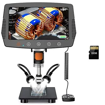 Buy 9 '' LCD Digital Microscope 1500X Magnification Coin Microscope With 16MP Camera • 144.94$