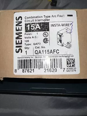 Buy 15 Amp Siemens QA115AFC 15 Combination AFCI Breaker New! • 30$