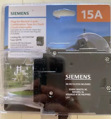 Buy Siemens Q215AFCNP 2-Pole 15A QAFN Combination Type Arc Fault Circuit Interrupter • 35$