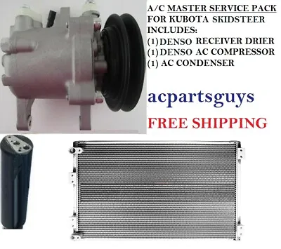 Buy New Condenser Denso Compressor Service Kit Kubota SVL90-2C Skidsteer RD451-93900 • 1,299.99$
