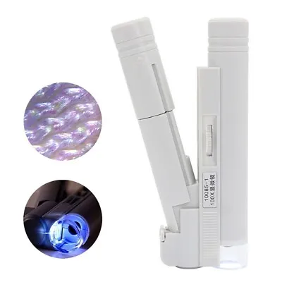 Buy 100X Handheld Microscope MINI LED Illuminated Microscope Pocket Jewelry Loupe • 4.90$