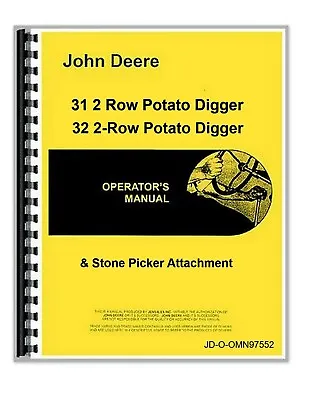 Buy John Deere 31 32 Potato Digger Stone Picker Owners Operators Manual Omn97552 • 27.98$