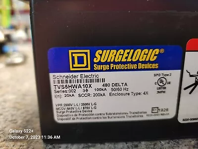 Buy Square D Surgelogic Tvs5hwa10x 480 Delta Type Hma/tipo Hwa Surge Protector  • 205$