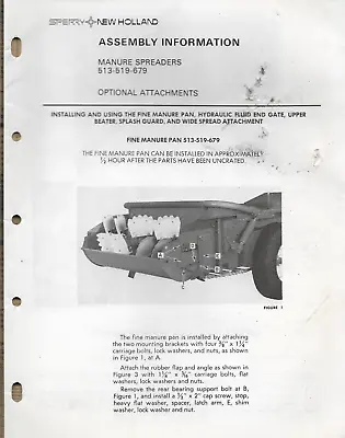 Buy NEW HOLLAND MANURE SPREADERS Model 513 519 679 #41721252 Assembly Information • 14.95$