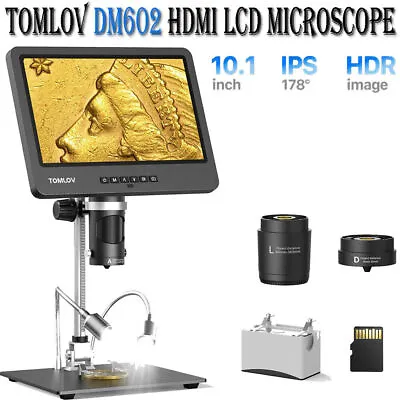 Buy TOMLOV 10  Screen HDMI Digital Soldering Microscope 3*Lens Coin Magnifier Camera • 189$