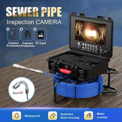 Buy 9  Monitor Drain Sewer Endoscope 512HZ Signal Self-Leveling Pipeline Camera 50M • 637.41$