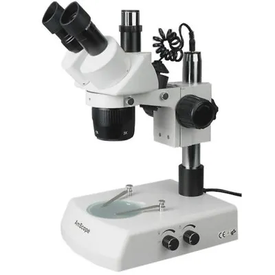 Buy AmScope 10X-30X Trinocular Stereo Microscope With Top & Bottom Halogen Lights • 286.99$