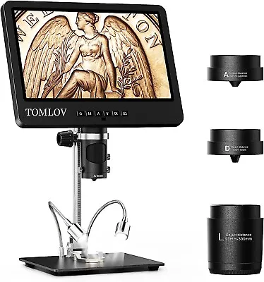 Buy TOMLOV 10.1  24MP HDMI Digital Soldering Microscope 3xLens USB Coin Magnifier • 188.90$