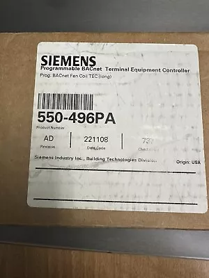 Buy SIEMENS 550-496PA Programmable BACnet Terminal Equipment Controller • 140$
