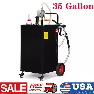 Buy 35 Gallon Gas Caddy Fuel Diesel Oil Transfer Tank, 4 Wheels With Manual Transfer • 210.67$