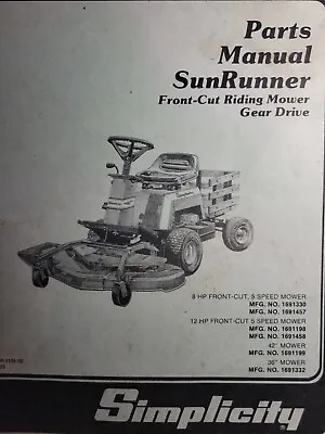 Buy Simplicity SunRunner Front Riding Lawn Mower Tractor Gear Drive 8 12 H.p. • 62.04$