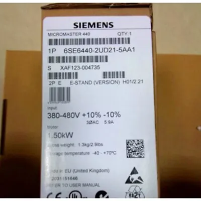 Buy New Siemens 6SE6440-2UD21-5AA1 6SE6 440-2UD21-5AA1 MICROMASTER440 Without Filter • 362.99$