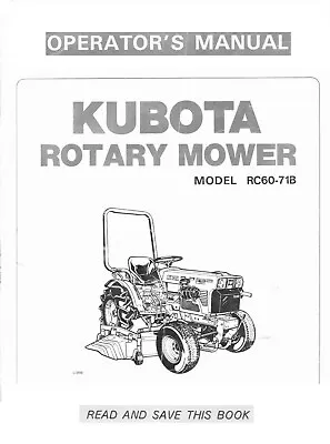 Buy Instruction & Parts Manual Fits Kubota RC60-71B Tractor Mower Deck - Printed • 14.97$