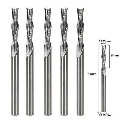 Buy 5PCS 1/8  Shank 2 Flutes Solid Carbide Down Cut Spiral End Mill CNC Router Bit • 21.98$