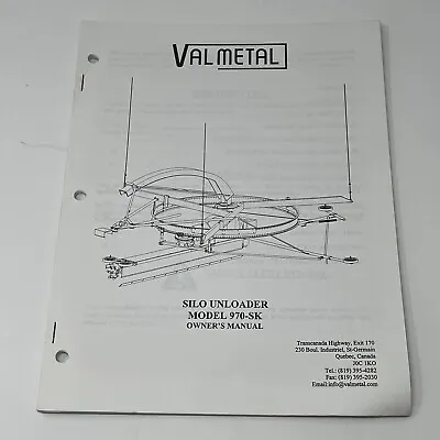 Buy Valmetal Silo Unloader Owners Service Parts Numbers Manual List Book Schematics • 11.92$