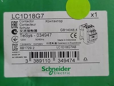 Buy Schneider Electric LC1D18G7 7.5kW 10HP 120V~ TeSys Contactor • 30$