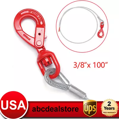 Buy Winch Cable 3/8x100inch Self Locking Swivel Hook Tow Flatbed Truck Lift TOP • 55.10$